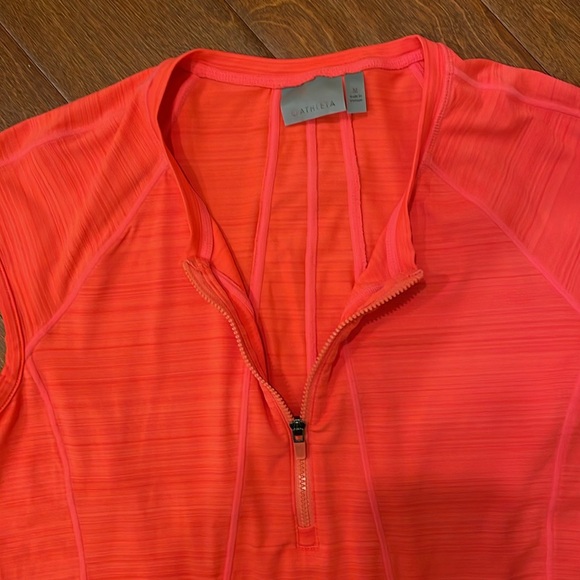 Athleta sz M bright coral colored cap sleeve athletic top - Picture 2 of 6